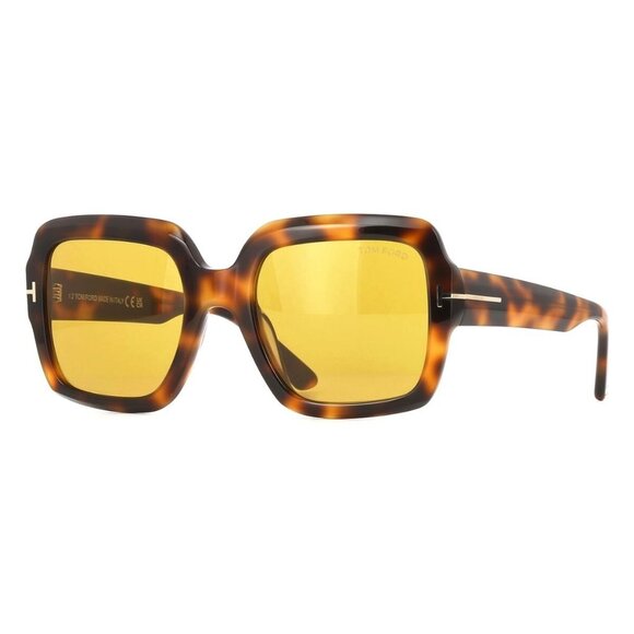 New TOM FORD Kaya Havana Square FT1082/S 53E Sunglasses Women - Picture 1 of 4